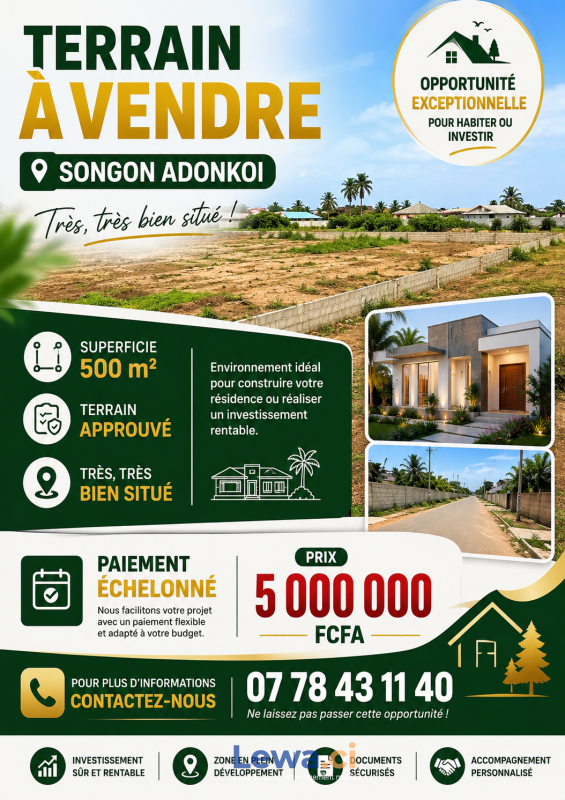 TERRAIN À VENDRE – SONGON ADOKOI