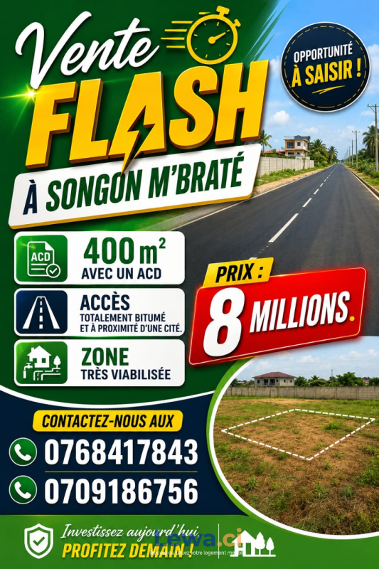 Image principale du bien : 400 m² a Songon M'braté bien placé