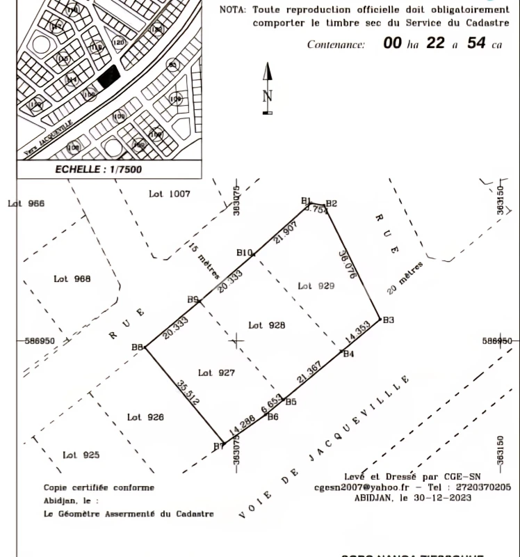 Terrain à vendre songon dagbé