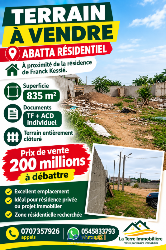 Terrain de à biens en vente à Cocody : 200 millionsFCFA - Demarcho.ci : Terrain à vendre à Cocody. Prix : 200 000 000 FCFA prix de vente.