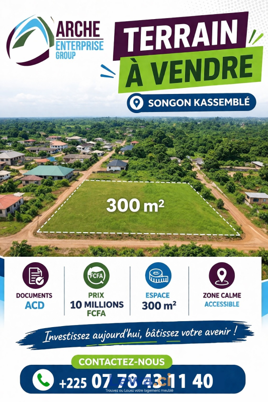 Image principale du bien : TERRAIN AVEC ACD À VENDRE À SONGON KASSAMBLÉ